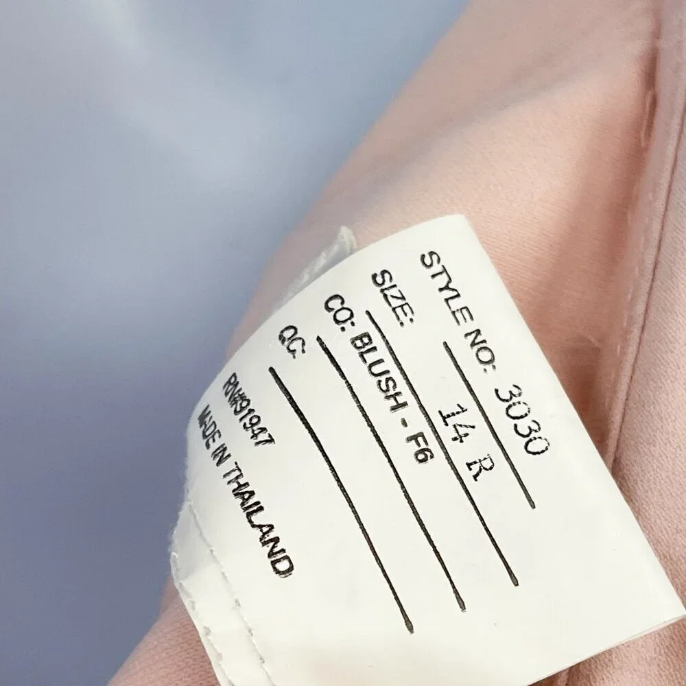 NEW Dessy Collection 3030 Blush Pink Crepe Slit Maxi Dress Gown Off the Shoulder - Picture 11 of 11